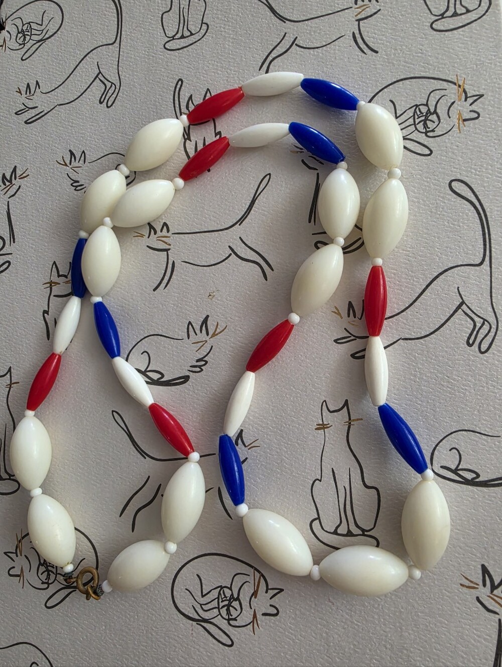 Patriotic Red, White & Blue Beaded Necklace